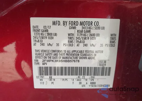 2017 Ford Edge Titanium from USA, damaged, VIN 2FMPK3K95HBB57678